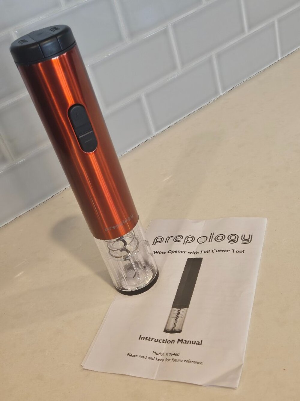 Prepology Wine Bottle Opener Battery Operated w/ Foil Cutter Tool - Red